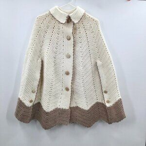 VTG Hand Crochet OS Capelet Short Cape Cream Boho Cottagecore Cosplay Prairie